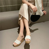 Retro straw platform slippers NewGew